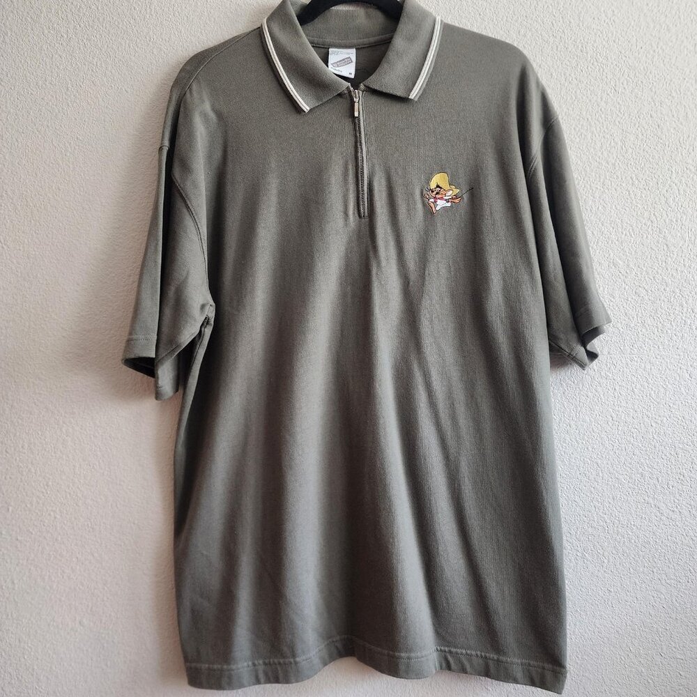 Vintage Speedy Gonzales Shirt Mens Medium Warner Bros Polo Cartoon 90s